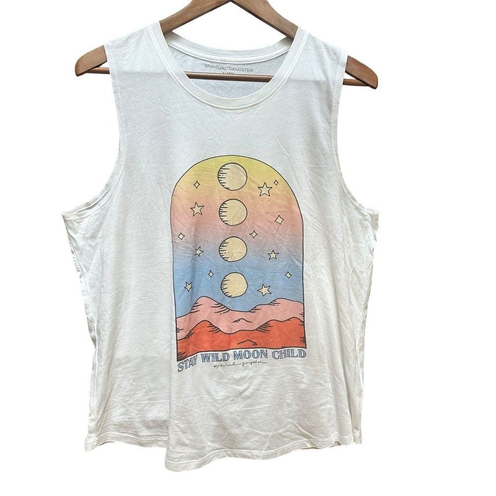 Spiritual Gangster Stay Wild Moon Child Sleeveless Tank Yoga Boho Womens Size XL - Picture 2 of 6